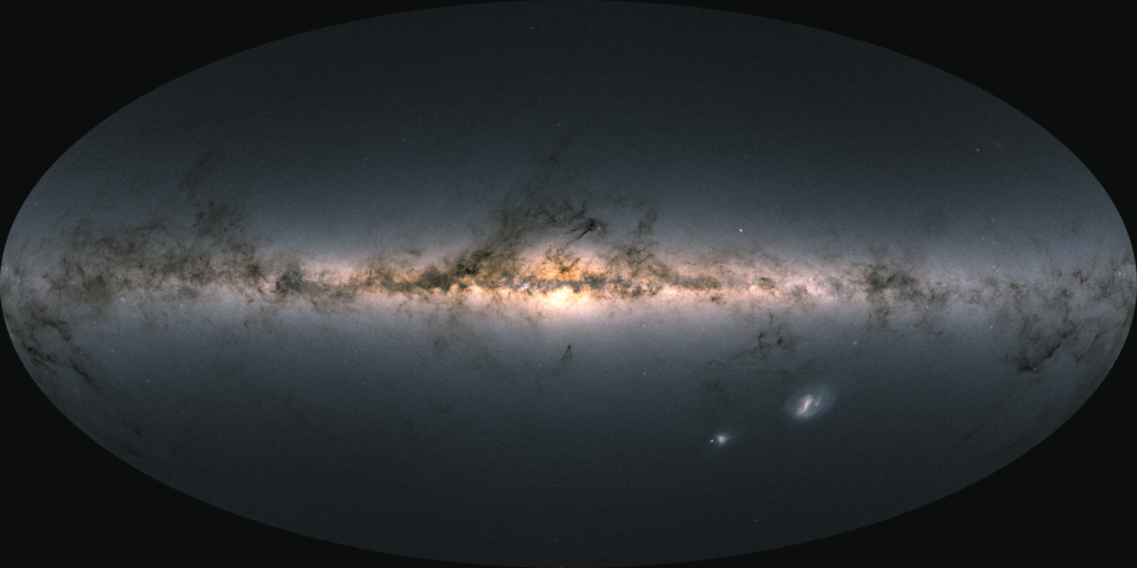 Karte der Milchstraße, die aus den Daten des Satelliten Gaia der European Space Agency (ESA) erstellt wurde